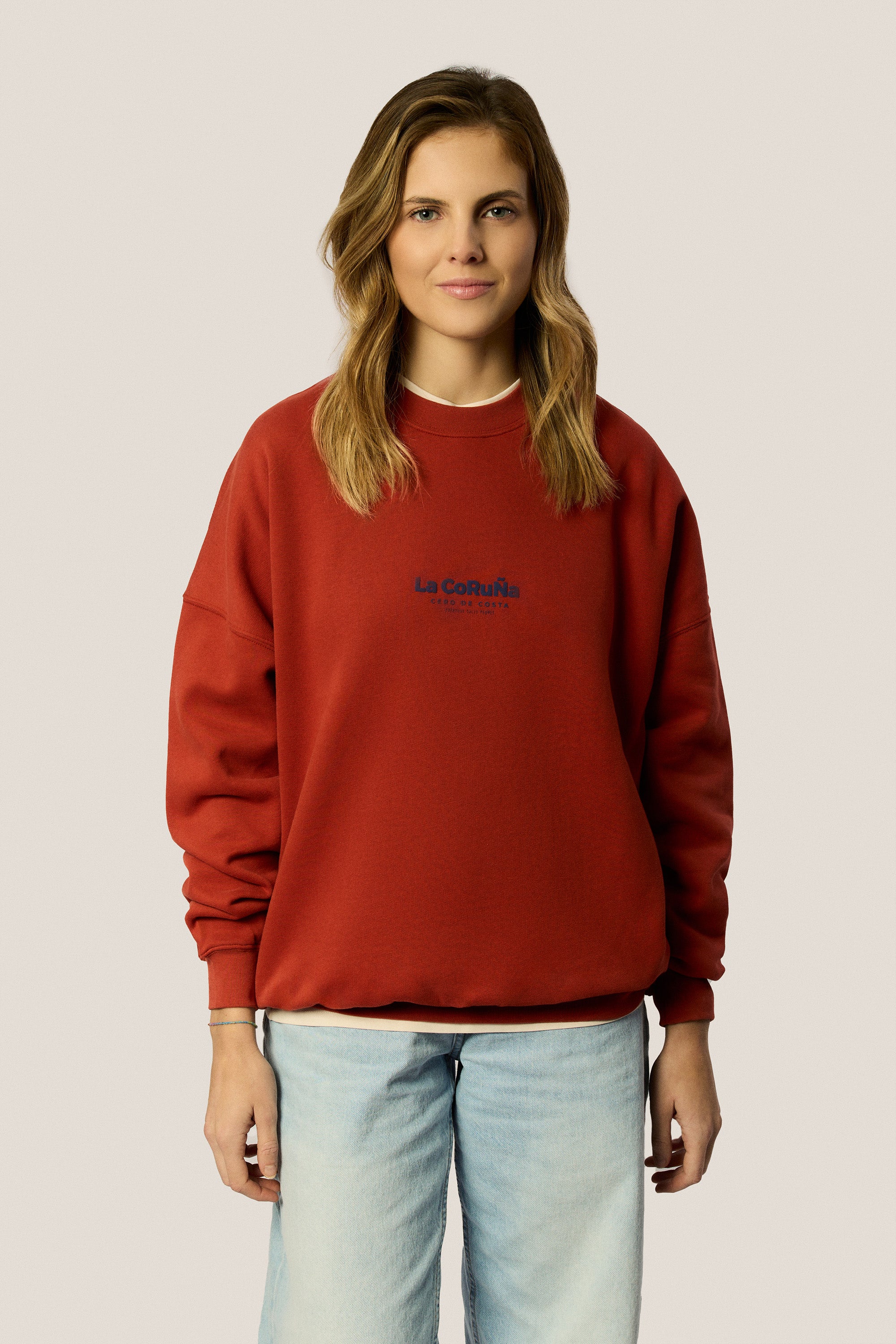 SUDADERA OVERSIZE ROJO/AZUL "LA CORUÑA" PLAYAS CIUDAD
